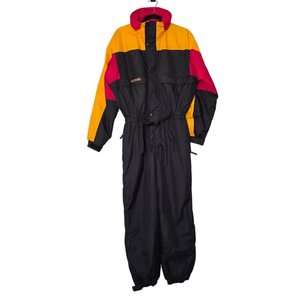 Columbia Snow Suit Boys 18/20 Black Yellow Red Vintage Colorblock One Piece Ski